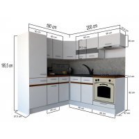 Bucatarie de Colt GENA NEW 9 ST. 190-200, Cu Corp de Cuptor, Stejar Sonoma